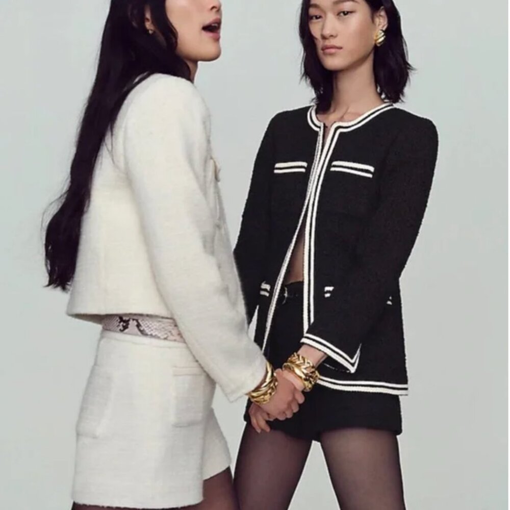 J.Crew Lady Jacket & Tweed Shorts Set – Size 4 Black/White Trim $473 Value